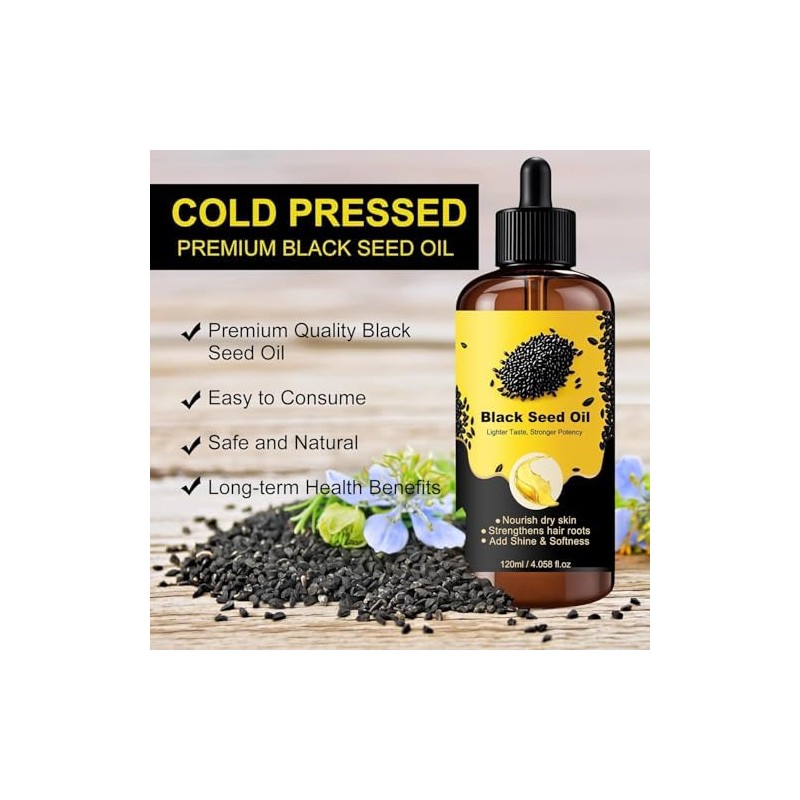Aceite de Comino Negro Orgánico para Cabello, Aceite de Semilla