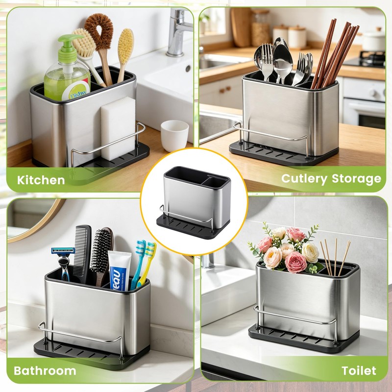 Kitchen Sink Holder,Rustproof Dispenser Kitchen Organizers with Water Drainage Board