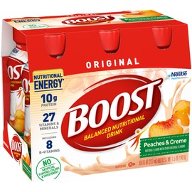Boost Original Balanced Nutritional Drink, Nutritional Energy with Protein, Vitamins & Minerals (8 Fl Oz (Pack of 1), Peaches & Creme)