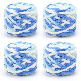 Knitting Wool Yarn 4 x 100g Multi-Colored Knitting Yarn for Crochet, Soft Chunky Yarn for Yarn Projects Making Plush Balls Handmade Bags Sweaters Shoes Hats Sweaters Blankets Scarves (Gradient B)