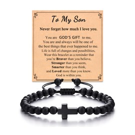 Tarsus to My Son Bracelet from Mom, Son Gifts from Mom, Cross Bracelet for Men Teen Christian Gifts for Young Men Easter Gifts Christmas Gifts