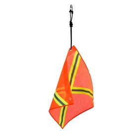 QWORK 18 x 18 Inch Safety Flag with Grommet, Bungee Cord, and Double-Sided Reflective Strip, Orange, Weather Proof, PVC Mesh Design, 2 Pcs