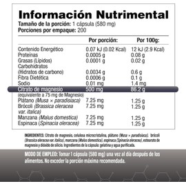 Citrato de Magnesio 500mg | Uno al día | 200 Cápsulas de Fácil Absorción | CITRAMAG S&V | Sin Gluten y Sin OMG