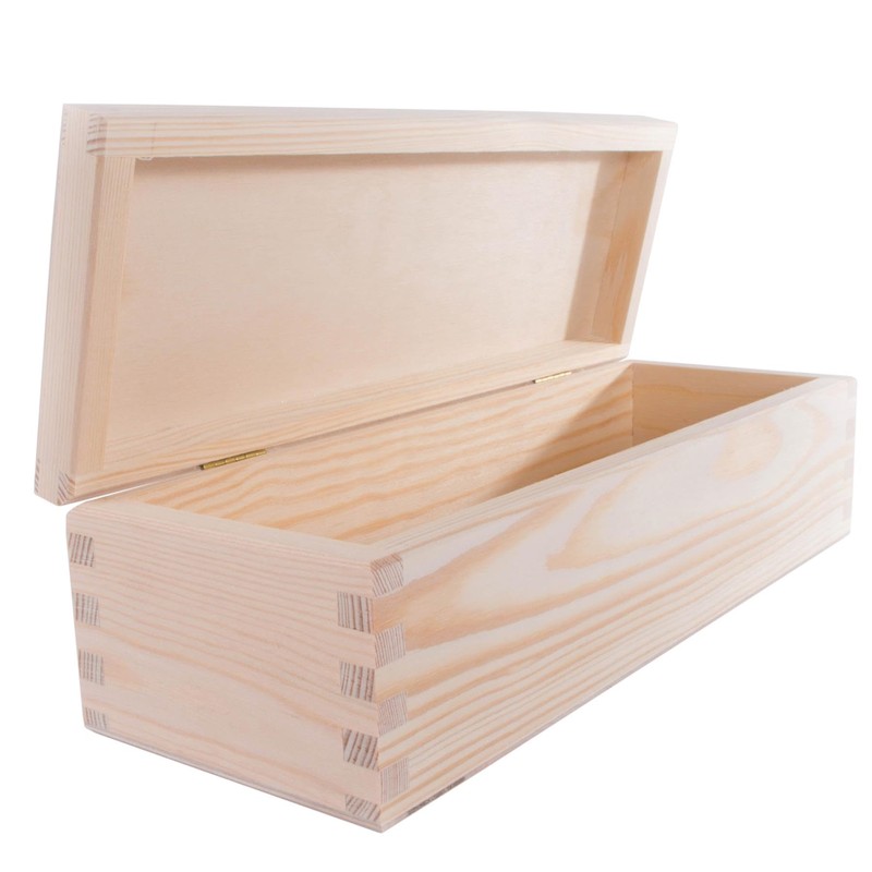 Wooden Oblong Rectangular Lidded Box | 30 x 14 x