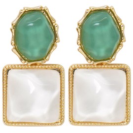 Suyi Gold Drop Earrings for Women Colorful Water Ripple Dangle Earrings White 2