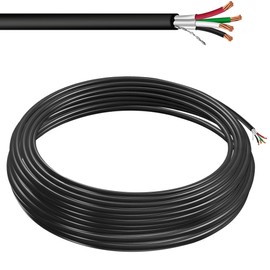 Custom Cable Connection 22 AWG 4 Conductor Stranded Shielded Plenum Cable Black CL3P Jacket for Security/Alarm/Access Control/Sound - 100 Foot Roll in a Bag