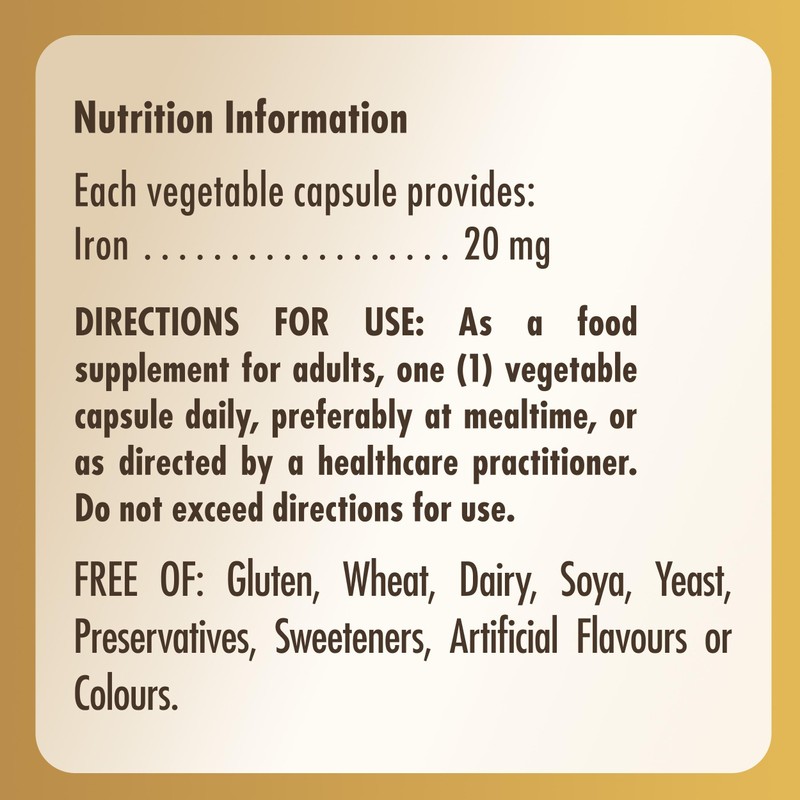 Solgar Gentle Iron 20 mg Vegan Capsules - Pack of
