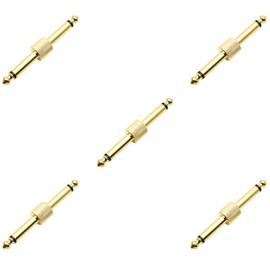 5Pack Professional Guitar Pedal Coupler, tunghey 1/4 inch TS Guitar Effects Pedal to Pedal Connector Straight Type, Gold Planted