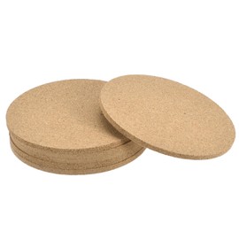 QUARKZMAN 100 mm (3.94 inches) round coasters, 4 mm thick cork cup mat for tableware, pack of 6