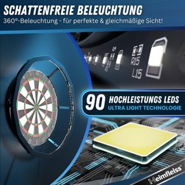 Heimfleiss 360° Dart Lighting, Anti-Glare Dartboard Lighting with Ultra Light LEDs, Dart Light Ring + Shaft Remover & Sharpener, Dartboard Lighting, LED Darts Light