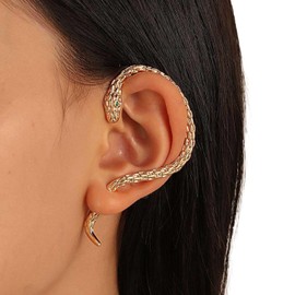 Yienate Gothic Snake Ear Cuff Wrap Earring Gold Animals Crawler Climbers Snake Stud Earring Punk Snake Ear Jacket Piercing Wrap Earring Snake Hanging Statement Left Earrings Jewelry for Women Girls