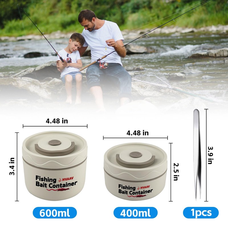 NVAAV Insulated Live Bait Container, Stainless Steel Live Bait Storage,