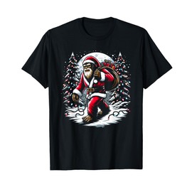 Bigfoot Santa Claus Costume Christmas Tree Xmas Lights Gifts T-Shirt