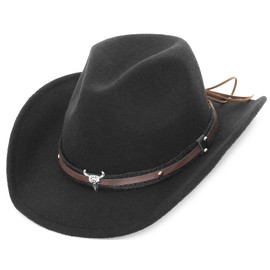 EOZY Wool Felt Cowboy Hats for Men Women Classic Roll Up Brim Fedora Cowgirl Hat Western Cowboy Hat