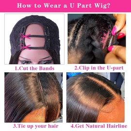 CanaryFly U Part Wigs Human Hair Wigs for Black Women Brazilian Straight Human Hair Wigs U Part Wigs Glueless Natural Color None lace front wigs(22 Inch, U-Part wig)