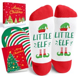 HAPPYPOP Christmas Gifts Stocking Socks - Christmas Striped Knee High Elf Socks for Women Men Teens, Elf Stocking Stuffers