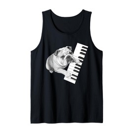 English Bulldog Playing Piano Pianist Dog Lover Tank Top