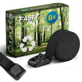 Fasty Lashing Strap - Motorcycle Tie Down Ratchets Heavy Duty Adjustable Straps | Luggage Cargo Moving Straps | Cam Buckle Ratchet 8 Pk 4Ft x 1” | 881lb Break Strength Cinch Tork Strap