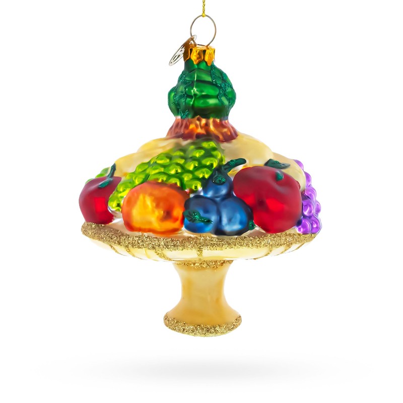 Sumptuous Fruit Platter Blown Glass Christmas Ornament