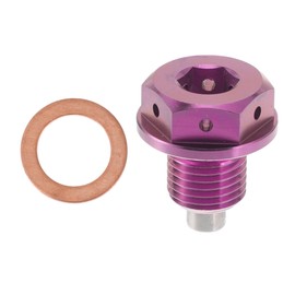 REPAIROCK M12x1.25 4MM Magnetic Oil Drain Plug Titanium Alloy Oil Pan Drain Bolt Plug with 1 Copper Washer Rose Color 1 Pc
