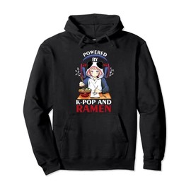 Powered By K-pop And Ramen Sketching Anime Girl Kpop Pullover Hoodie