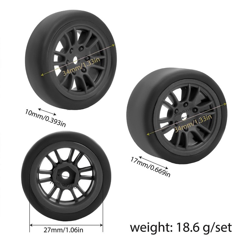 keeda 4Pack Rubber Tires and Wheels, Suitable for Losi Micro