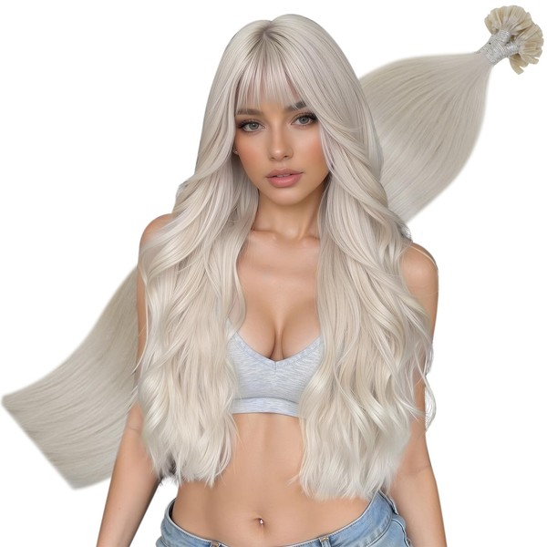 Hetto Ktip Extensions Human Hair Platinum Blonde U Tip Hair