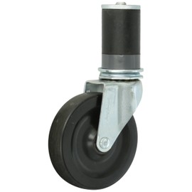 Shepherd Regent Series 4" Diameter Hard Rubber Wheel Swivel Caster, Expanding Adapter Stem, 150 lbs Capacity, Zinc Finish, Fits 1-5/8" - 1-11/16" Round Tube Diameter