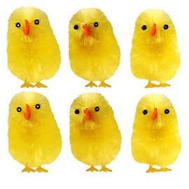 6 x Large 6cm Easter Chicks Yellow Chenille Decorations For Bonnets Parade