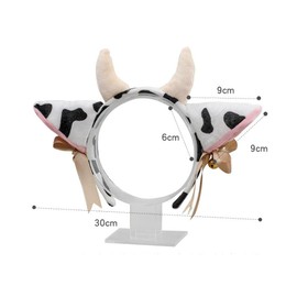 Plush Cow Headband Animals Ears Headband Bells Bow Cow Ears and Horns Hair Hoop Hairband Fancy Dress Cosplay Party Costume Ears Headwear Multicolor