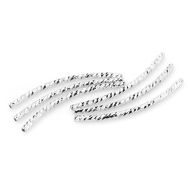 BEADNOVA 30pcs Silver Plated Twist Curved Long Noodle Tube Beads for Jewelry Making Findings (1.5mm x 30mm)