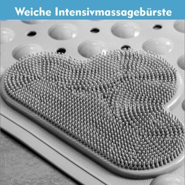 INCETUE Non-Slip Shower Mat, 80 x 80 cm, Non-Slip Shower Mat with Suction Cups, Non-Slip Shower Mat, Shower Mat, Non-Slip for Children and Elders, Grey