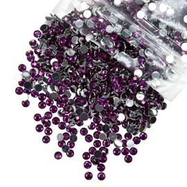 qiipii 1550PCS 5mm Grape Purple Crystal Resin Rhinestones for Crafting Purple Flatback Stones Gems Bulk SS20 Diamonds Crystals Charms for Nails Face Eyes Makeup Body Tumblers Mugs DIY Crafts Clothes
