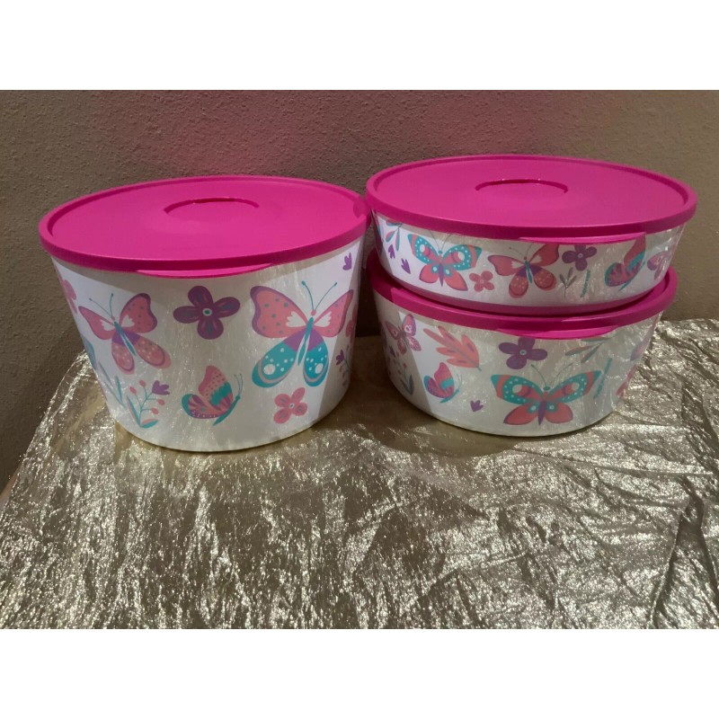 New Tupperware UNIQUE Butterfly & Flowers Theme Ilumina StacknStore Set