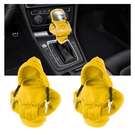 Augeny 2PCS Car Gear Shift Knob Hoodie, Fashionable Hooded Shirt Automotive Gear Shift Cover, Mini Sweater Car Shifter Stick Protector, Universal Vehicle Interior Decor Accessories (Yellow)