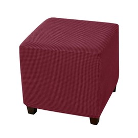 SZJIAHTM Stretch Jacquard Square Ottoman Covers Slipcover Storage Ottoman Elastic Bottom Stool Cover Protector for Footrest Foot Stool Furniture