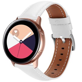 Leather Replacement Strap for Garmin Venu/Venu 2 Plus/Venu Sq/Vivoactive 5/Vivoactive 3, 20 mm Sports Watch Strap, Wristbands for Garmin Vivomove 3/Vivomove Sport/Style/Luxe/HR (White)