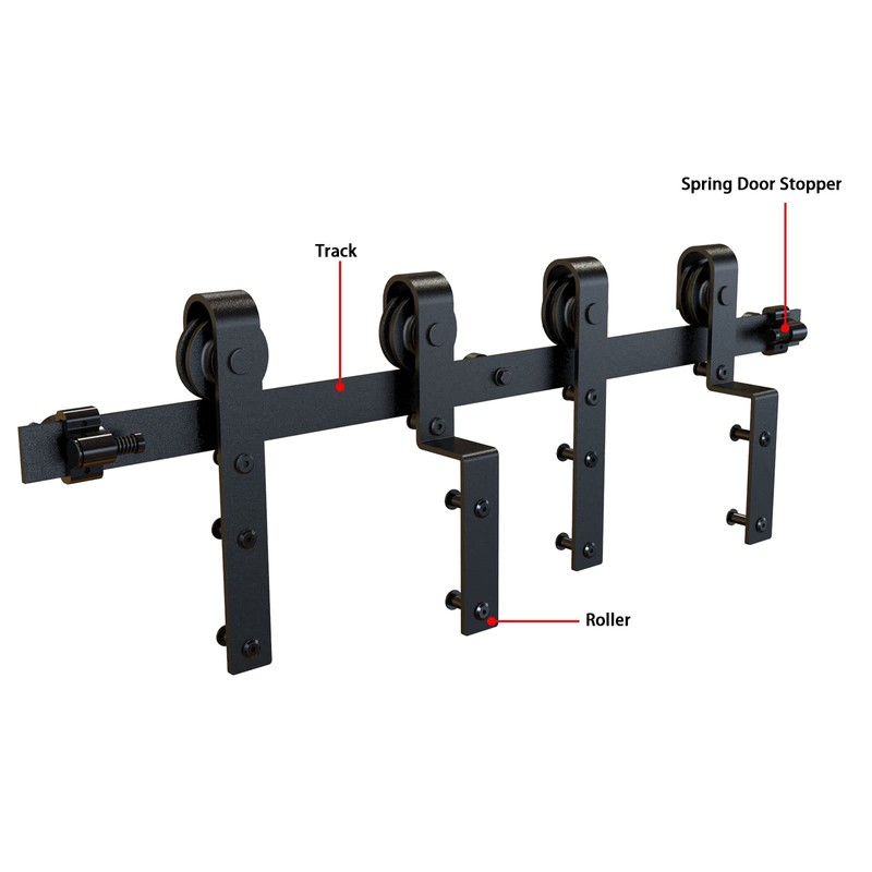 CCJH 4-20FT Bypass Sliding Barn Door Hardware Kit Single Track