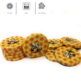 Kerafactum Screw Lids for Jam Jars Small 10 Lids for Jars with Honey Bee Twist Off Preserving Jars to66 Suitable for Honey Jars Screw Jars Ideal Beekeepers Beekeepers Beekeepers