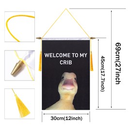TMHTMH 18x12 Inch Welcome to My Crib Wall Banner Flag,Wooden Hanging Pole and Double Satin Finish,Funny Hanging Flag,for House Room,School Classroom, Club and Door