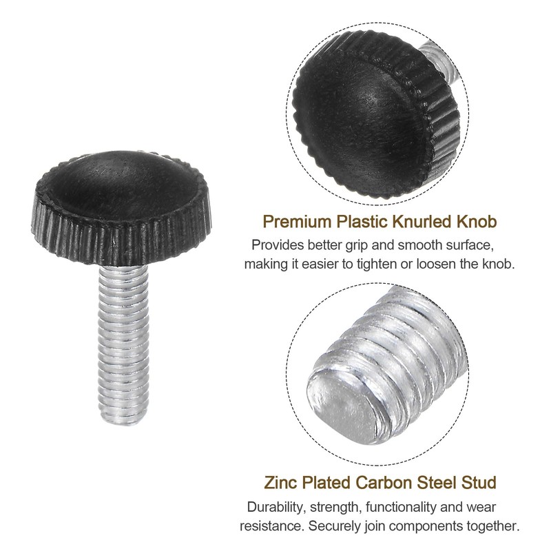 sourcing map 50pcs M4 x 20mm Metric Male Thread Knurled