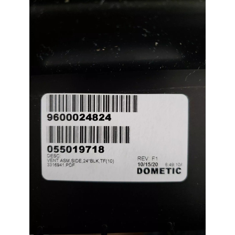 Dometic 3316941.005, Refrigerator Upper/Lower Side Access Vent, Black