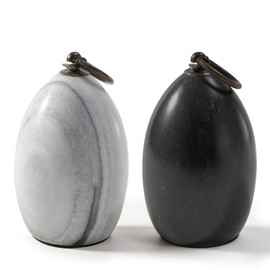 Paquete de 2 topes de puerta de mármol, topes decorativos de puerta de 5.12 pulgadas con mango de metal y base de fieltro antideslizante, soporte de p