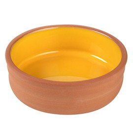 Restaurantware-Terra Tek 6.8 Ounce Terracotta Cazuelas, 2 Yellow Glazed Clay Pots For Cooking - Oven-Ready, Microwavable, Terracotta Serving Pots, Dishwashable, For Cooking And Serving
