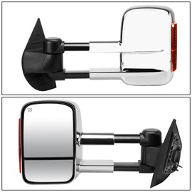 Compatible with Escalade/Tahoe Heated Power Glass Signal Extendable Chrome Towing Side+Rectangular Blind Spot Mirror