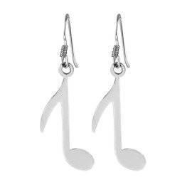 AeraVida Eighth Note .925 Sterling Silver Musical Note Dangle Necklace | Cute Sterling Silver Stud Earring for women | Eighth Note Stud Earrings | Stud Earrings