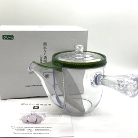 Unbreakable Transparent Teapot, Large Capacity, 18.2 fl oz (520 ml), Green (Noguchi Kumataro Tea Garden Limited Logo) with Leaflet for Brewing Tea, Made in Japan, Plastic, Dishwasher Safe, Bleach Safe