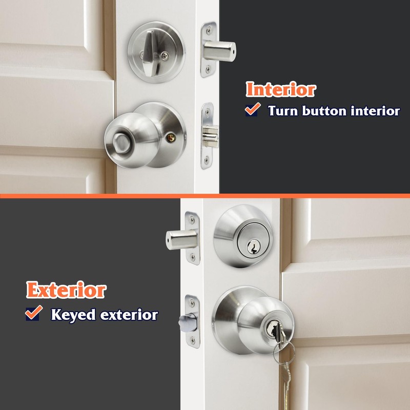 Solidware Entry Door Knob and Single Cylinder Deadbolt Combo,Keyed Alike