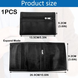 Dongnesi Travel Wallet for Men, RFID Blocking Slim Wallet, Secure Credit Card Holder, Black Wallets for Men, Mens Wallets with Coin Pocket, Fibre Trifold Purse, Sports Purse with Zipper for Travel