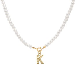 XSDSLS Gold Pearl Necklace, Initial Necklace with Letters for Women, Initial Pearl Necklace, Adjustable A-Z Pendant, Initial Pendant, Pearl Necklaces, Christmas Day Gifts for Women, Imitation pearl,